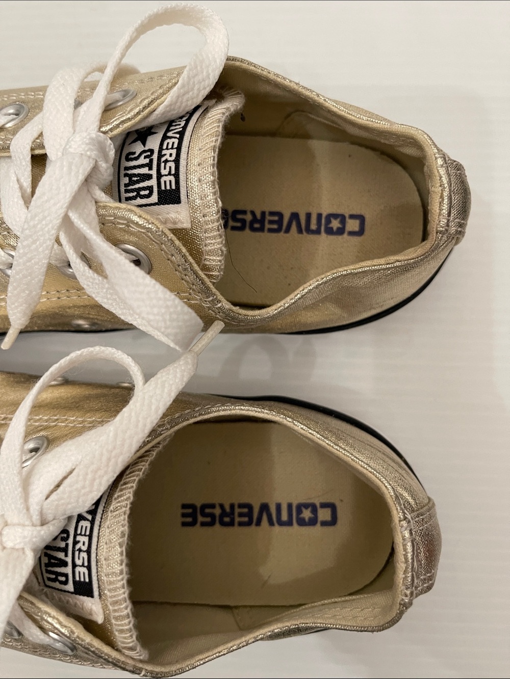CONVERSE ALL STAR OX LIGHT GOLD/WHITE SNEAKERS MENS SIZE 7 WOMENS SIZE 9 - Picture 6 of 13